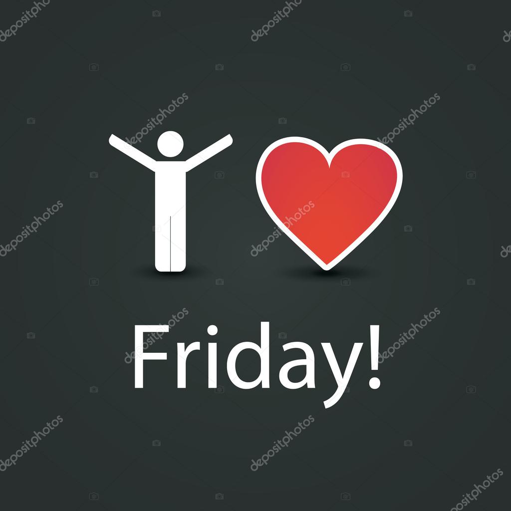 Red Heart and Happy Figure - Weekend's Coming Concept Design Illustration in Freely Editable Vector Format