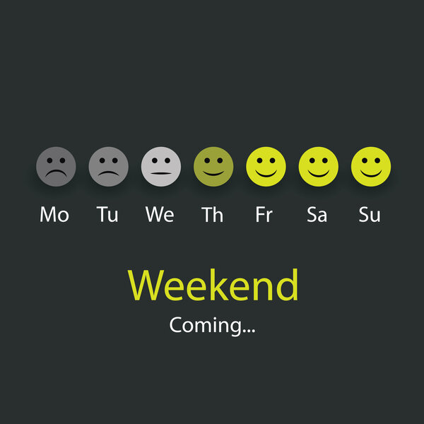 Weekend's Coming - Design Concept with Smiling Faces — Stock Vector