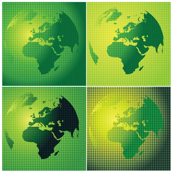 Set of Four 3D Abstract Earth Globe Backgrounds — Stock Vector