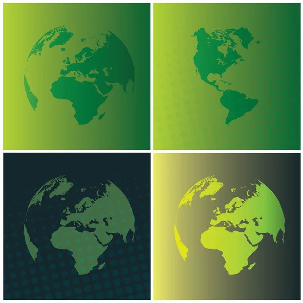 Ensemble de quatre décors 3D abstraits du globe terrestre — Image vectorielle