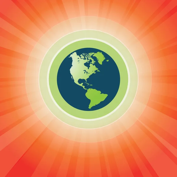 Rayons de soleil et Terre — Image vectorielle