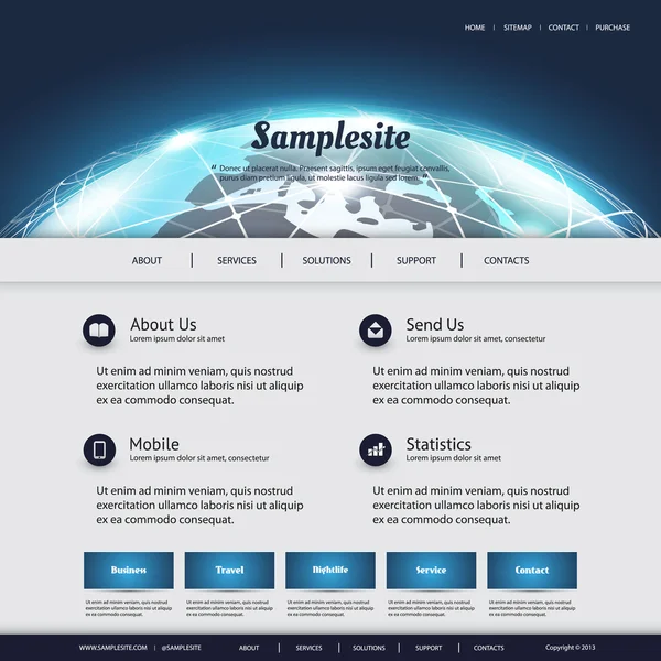 Business, Connessione, Rete - Modello di sito web — Vettoriale Stock