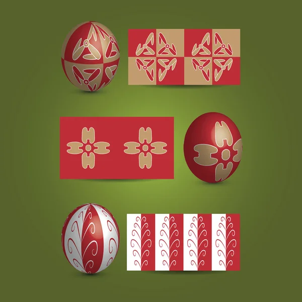 Ovos de Páscoa e padrões ornamentais —  Vetores de Stock