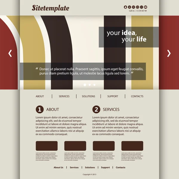 Website sjabloon met abstracte header design - kleurrijke bars en curven — Stockvector