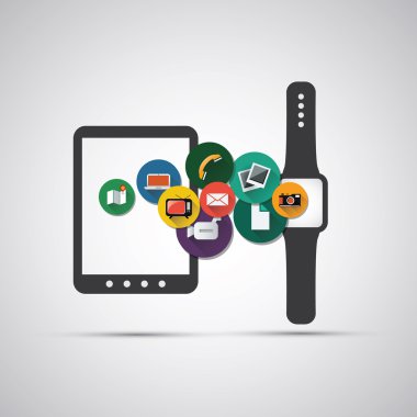 Akıllı izlemek ve mobil aygıt iletişim - düz UI app tasarım