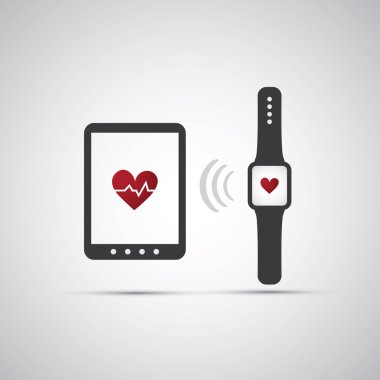 Mobil cihazlar - kalp simge vektör çizim tezgaha kalp hızı