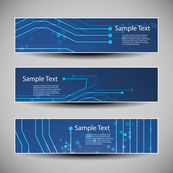 Banner oder Header-Designs mit abstrakten digitalen Verbindungsmustern — Stockvektor