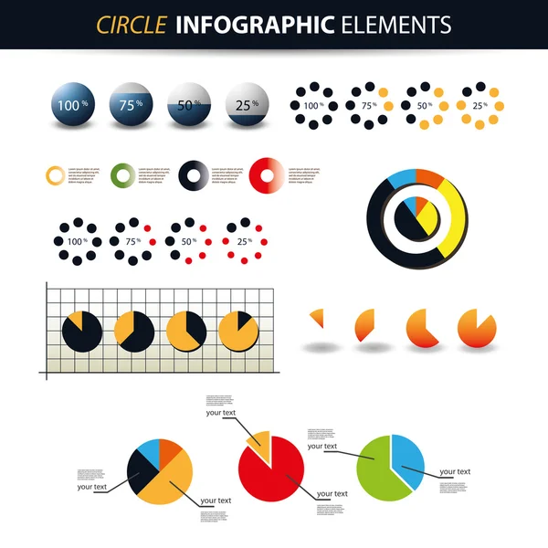 Ensemble coloré d'éléments infographiques - Graphiques, modèles de diagramme à secteurs — Image vectorielle