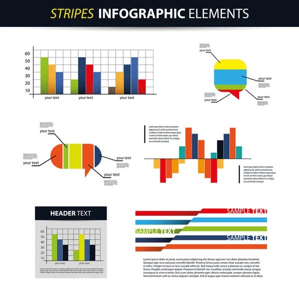 Set colorat de elemente infografice Bannere, diagrame, bule de vorbire — Vector de stoc