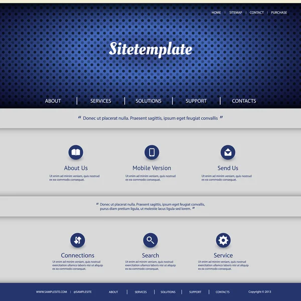 Website-Vorlage mit abstraktem Lochkopf-Design — Stockvektor