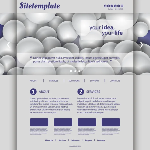 球パターンとウェブサイトのデザイン — ストックベクタ