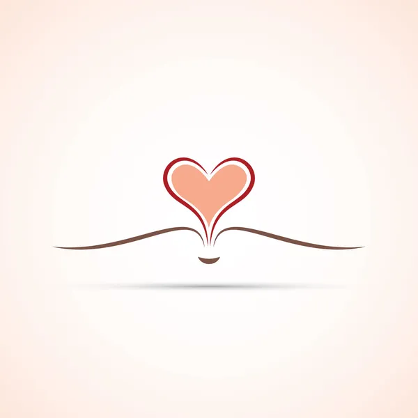 Icono de Libro con Páginas Abiertas - Diseño de Símbolo de Corazón — Vector de stock