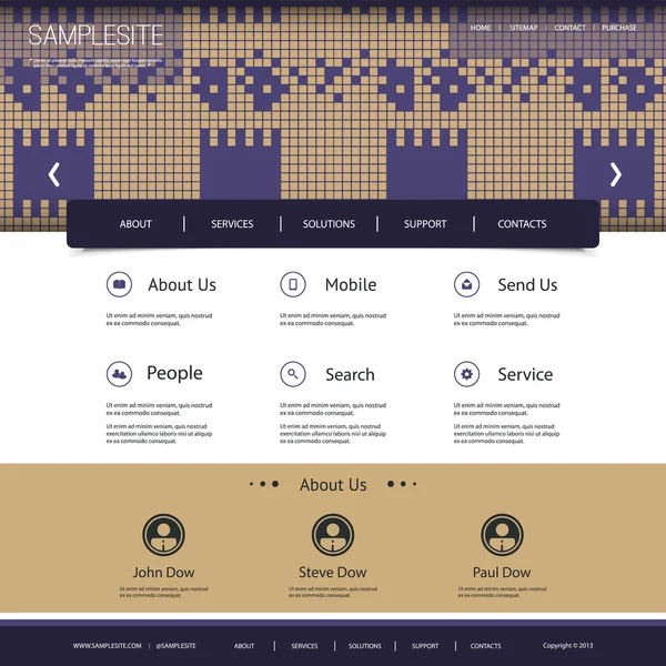Modello di sito web con disegno astratto intestazione piastrellata — Vettoriale Stock