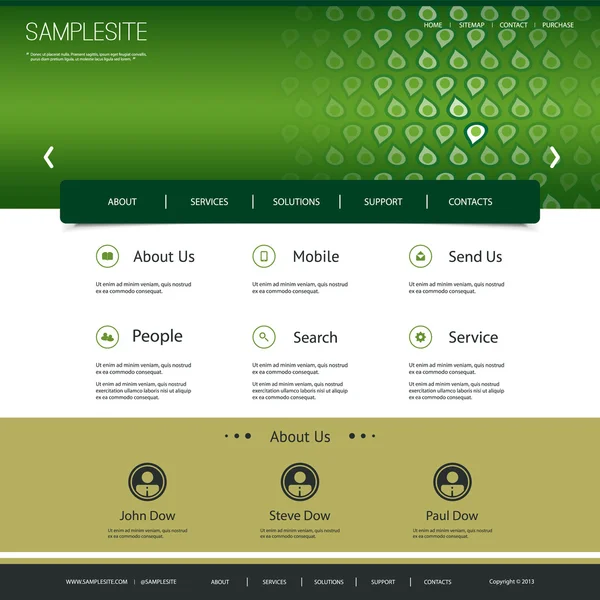 Website-Template-Design mit abstraktem Header - Tropfenmuster — Stockvektor