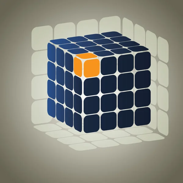 3D caixa de puzzle cubo de três lados — Vetor de Stock