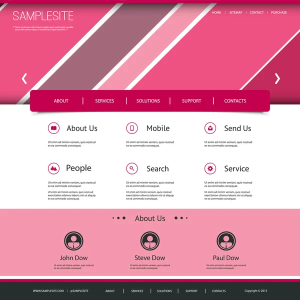 Website sjabloon met gestreepte header design — Stockvector