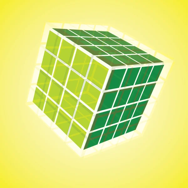 3D Transparent Cubic Puzzle Box — Stock Vector