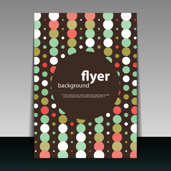 Flyer oder Cover-Design mit bunt gepunktetem Muster — Stockvektor