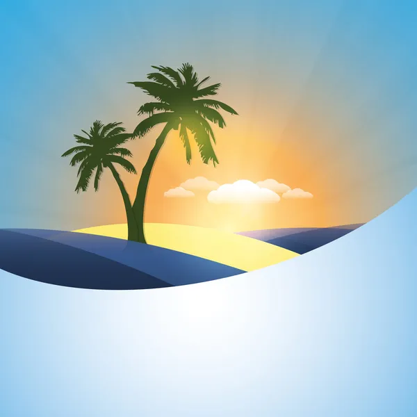 Palm in een eiland - abstracte zomer vakantie achtergrond — Stockvector