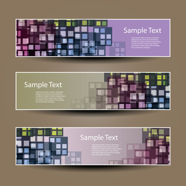 Banner or Header Designs with Squares Pattern