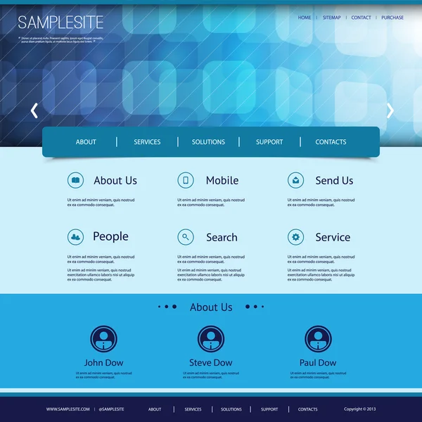 Plantilla del Web site con el encabezado azul abstracto de los cuadrados 3D — Archivo Imágenes Vectoriales