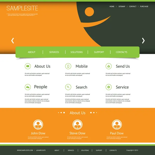 Website-Vorlage mit abstraktem Smiley-Header-Design — Stockvektor