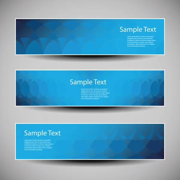 Banner of koptekst ontwerpen met blauwe golvende abstracte patroon — Stockvector