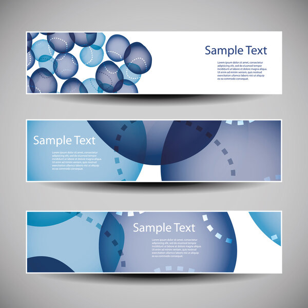 Проекты баннеров или заголовков с абстрактным синим пузырьком
