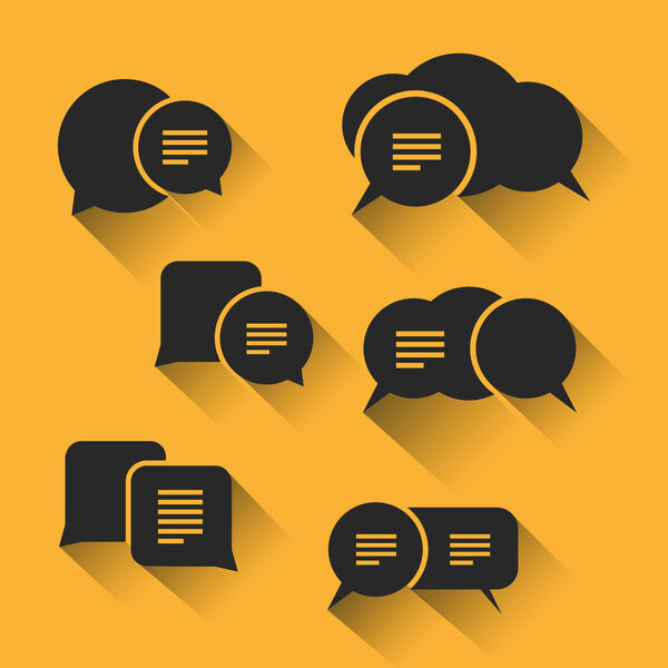 Speech Bubbles Set with Shadows for Web, Mobile Apps - Flat Design