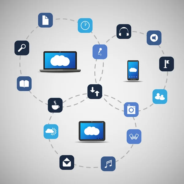 Concept de cloud computing - illustration vectorielle — Image vectorielle