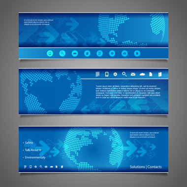 Web tasarım öğeleri - soyut başlık tasarımları ile dünya Küre