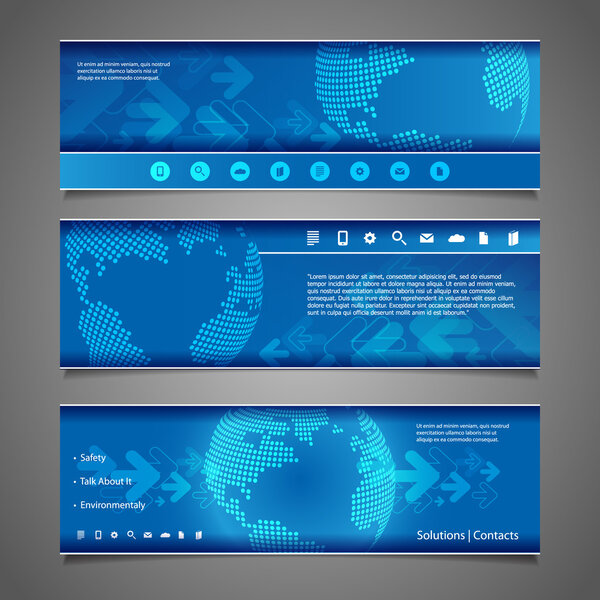 Элементы веб-дизайна - Abstract Header Designs with Earth Globe
