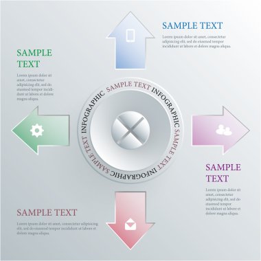 Infographic şablonu - kağıt kesme okları ile tasarım