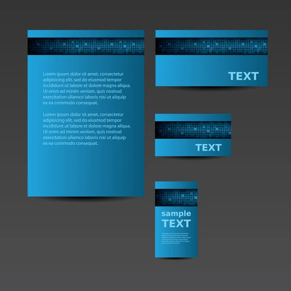 Papeterie-Vorlage, Corporate Image Design mit blauem Mosaikmuster — Stockvektor