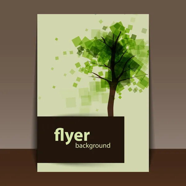 Flyer or Cover Design with Abstract Green Tree Background — Stock Vector