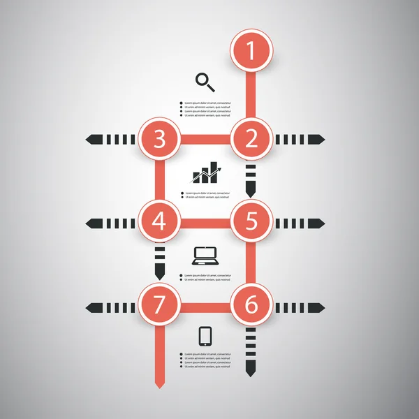 Concepto infográfico - Diseño de diagrama de flujo - Línea de tiempo — Vector de stock