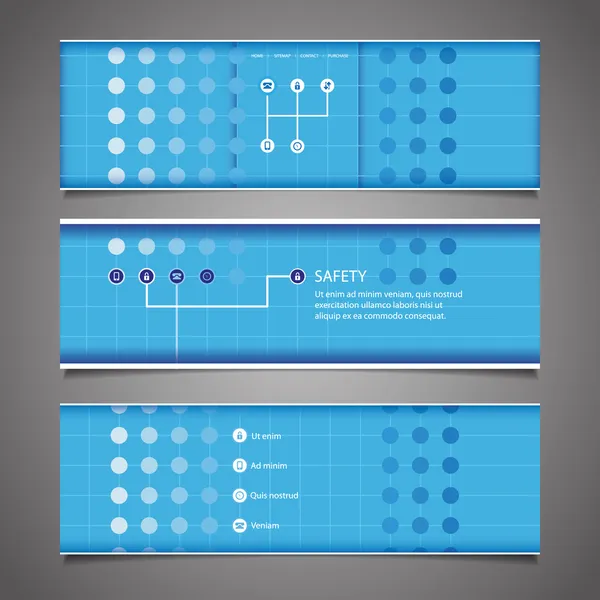 Elementos de Web Design - Desenhos de cabeçalho pontilhado abstrato azul —  Vetores de Stock