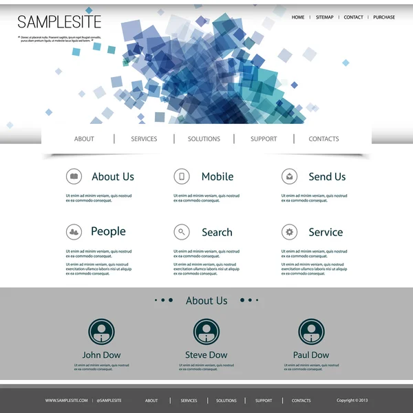 Website-Vorlage mit abstraktem Header-Design — Stockvektor