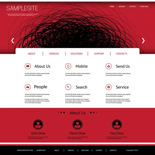 Modello di sito web con Doodles Header Design — Vettoriale Stock