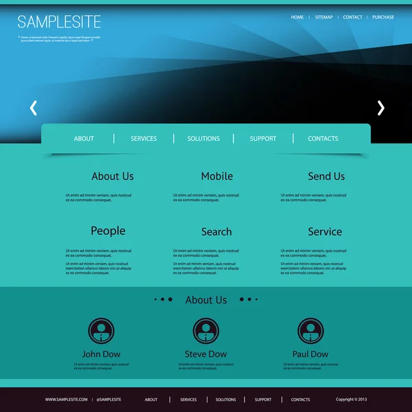 Website-Vorlage mit abstraktem Header-Design — Stockvektor