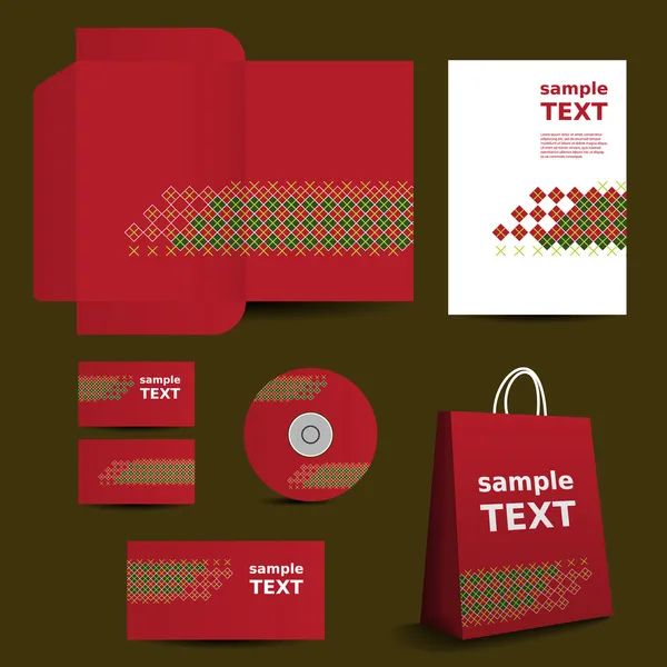 Sjabloon voor briefpapier, bedrijfsimage ontwerp met kleurrijke patroon — Stockvector