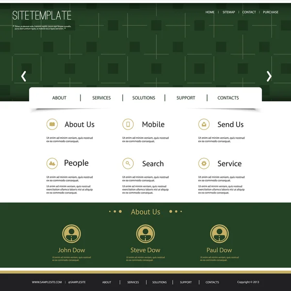 Website sjabloon met groene abstracte Header Design — Stockvector