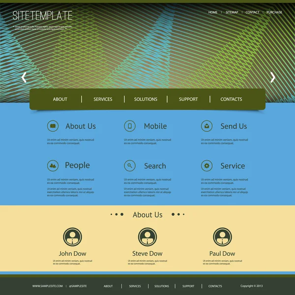 Modelo de site com design de cabeçalho abstrato - Linhas onduladas —  Vetores de Stock