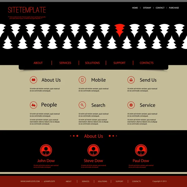 Website-Vorlage mit abstraktem Header-Design - Kiefernmuster — Stockvektor