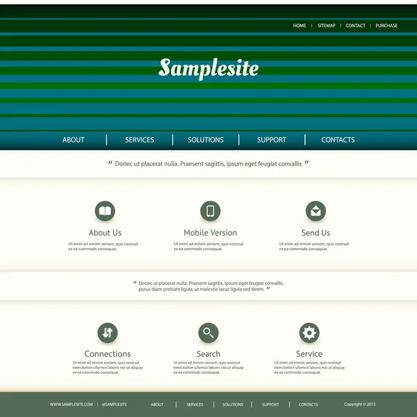 Modello di sito web con intestazione a strisce Design — Vettoriale Stock