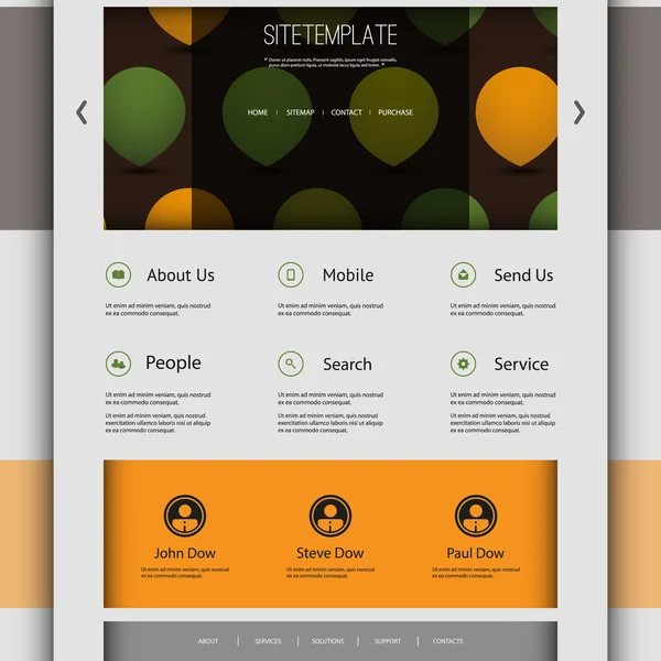 Website Template with Abstract Header Design - Circles, Drops Royalty Free Stock Vectors
