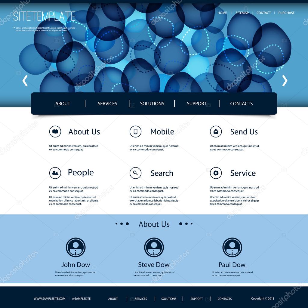 Website Template with Abstract Header Design - Bubbles and Rings