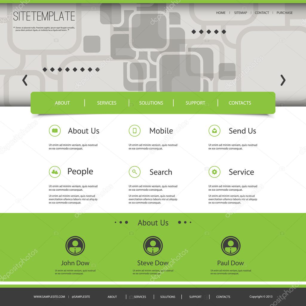 Website Template with Abstract Header Design - Squares Pattern