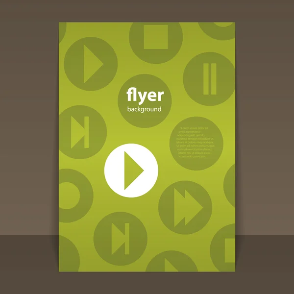 Conception de flyer ou de couverture avec musique connexe, modèle d'icônes de contrôle de lecteur multimédia — Image vectorielle