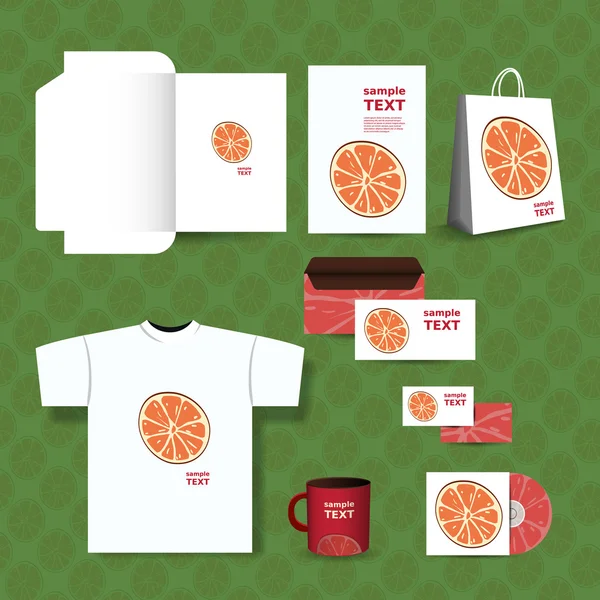 企业形象设计与一半的柑橘背景信纸模板 — 图库矢量图片